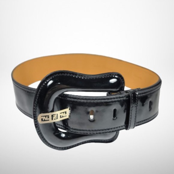 Fendi Accessories - FENDI B-BUCKLE BLACK PATENT LEATHER BELT - 95CM